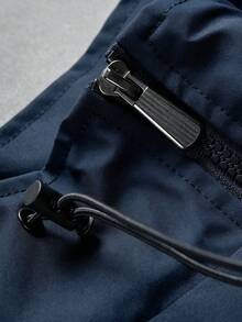 Manfinity EMRG Men's Stand Collar Colorblock Zipper Jacket Windbreaker Racing Jacket Y2K Jacket - Blue - View 4