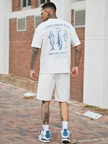 Devon Thys Men's Casual Versatile Solid Color Denim Shorts Jorts - White - View 4