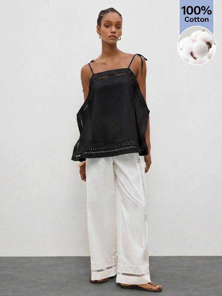 SHEIN Maija MAIJA Vacation Boho Crochet Cutout Sleeveless Crop Top