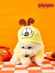 GARFIELD | PETSIN 一件猫狗通用服装，可爱黄色卡通毛绒角色扮演服，适合小型犬，保暖连帽卫衣，舒适款式 - 黃色 - 查看 5