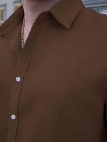 LEOGASHI LEOGASHI 男士春夏长袖衬衫 Manfinity CasualCool 男士纯色休闲长袖衬衫 男士纽扣衬衫 男士纹理衬衫 男士纯色纹理面料前扣休闲长袖衬衫 男士休闲长袖衬衫 深棕色衬衫 男士透气衬衫 男士休闲衬衫 沙滩男士衬衫 波西米亚风男士衬衫 男士礼服衬衫 - 鏽棕色 - 查看 6