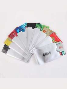 SHEIN 5/10PCS RFID Blocking Card Holder For Bank Cards, Anti-Scanning Aluminum Foil Card Sleeve, NFC Shielding Card Case, Vertical Pull-Out Design, Suitable For Bank Cards And ID Cards - Multicolor - View 7