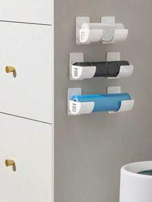 2 Pcs / Set No-Drill Trash Bag Dispenser Plastic Bag Holder,Wall Mounted Plastic Bag Organizer Grocery Bag Holder White Garbage Trash Bag Holder For Home Organization Kitchen Organizers And Storage,Rolling Pin Storage Rack, Kitchen Gadgets - Multicolor - View 5