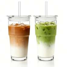 SHEIN 1 Buah Gelas Kaca dengan Sedotan, Gelas Portabel dan Bergaya Sederhana untuk Air, Teh, atau Kopi, dengan Desain yang Sangat Menarik; Berbentuk Bulat, dengan Kapasitas 600 ml - MultiWarna - View 9