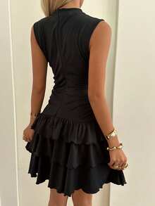 SHEIN EZwear Black Knit Sleeveless Women's Dress Date Night Night Out Summer Sexy - Black - View 7