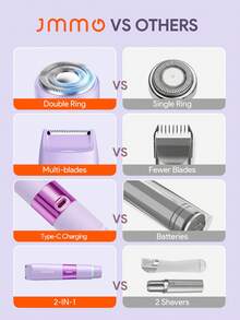 JMMO 2 In 1 Electric Hair Trimmer For Women, Rechargeable Dual Head Body Hair Shaver, Portable USB Charging Bikini Leg Armpit Hair Removal Grooming Tool, Summer Essentials - View 7
