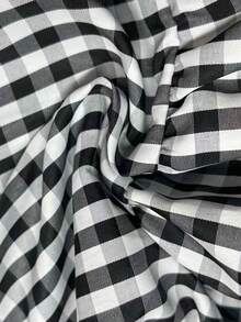 SHEIN LUNE Black & White Plaid Ruffle Hem Shorts, Slimming, Spring/Summer - Black and White - View 4