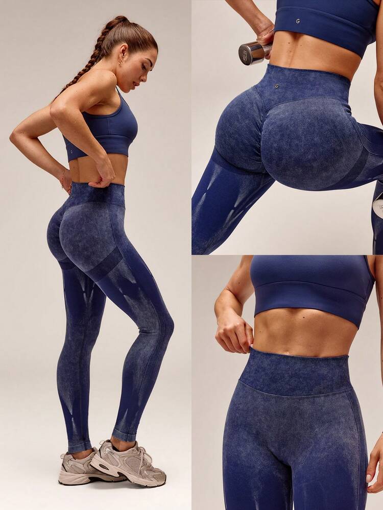 24" Ultrafine Soft Seamless Coast To Coast High-Rise Scrunch Bum Tie-Dye Leggings Training Running Gym Workout Daily Active Wear
