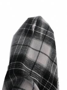 SHEIN Casuvi Kids Tween Boys Plaid Long Sleeve Hooded Shirt - Black - View 7