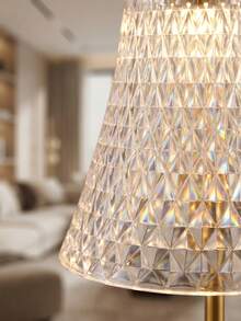 Table Lamp With Diamond Cut Crystal Glass Shade, Dimmable Warm LED Bedside Lamp, Minimalist Gold Metal Decorative Desk Lamp For Bedroom Living Room Home Decor - one-size - View 6