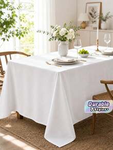 1 pieza Mantel rectangular de poliéster blanco – Tela premium, acabado de satén sedoso, resistente a las arrugas, lavable a máquina, elegante para fiestas, banquetes, eventos (múltiples tamaños) - multicolor - Ver 1
