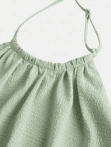 SHEIN Ensemble 2 pièces débardeur à col licou ample + pantalon long pour adolescentes, décontracté, à la mode, polyvalent, fête, streetwear, séance photo entre sœurs, sortie au parc, camping, vacances, décontracté quotidien - Vert - Voir 5