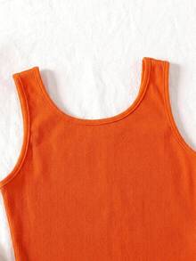 Emery Rose Kids Emery Rose Kids Tween Girl Black Tank Top & Leopard Print Paper Bag Shorts 2 Pieces Set - Orange - View 3