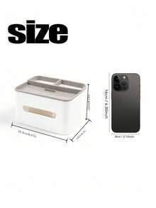 SHEIN 1 PC Multipurpose Desktop Storage Box With Tissue Paper Holder Drawer Paper Box Remote Control Holder Office Desk Organizers - Grey - View 4