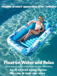 Inflatable Swimming Pool Lounge Chair Float, Oversized Adult Swimming Pool Float With Pillow, Sunbathing Raft Float, Inflatable Swimming Pool Party Gift, Multiple Colors To Choose From - 1PC - View 10