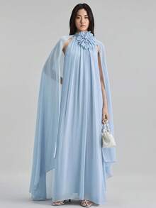 Ontre 女款聖約翰節海灘度假穿搭鄉村風鄉村音樂會 2026 春夏新季細肩帶細吊帶寬擺洋裝 珠飾裝飾 都市休閒商務休閒女裝 度假風海灘度假音樂節穿搭 女款優雅洋裝 波西米亞風派對聚會洋裝 - 藍色 - 查看 1