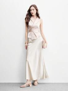 CUCCOO BIZCHIC 女款時尚扣飾粗跟網布拼接高跟鞋，通勤優雅百搭，適合度假、戶外、辦公室與日常穿著 - 桃杏 - 查看 8