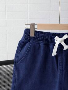 SHEIN Teen Boy Casual Washed Wide Leg Jeans - Dark Wash - View 3