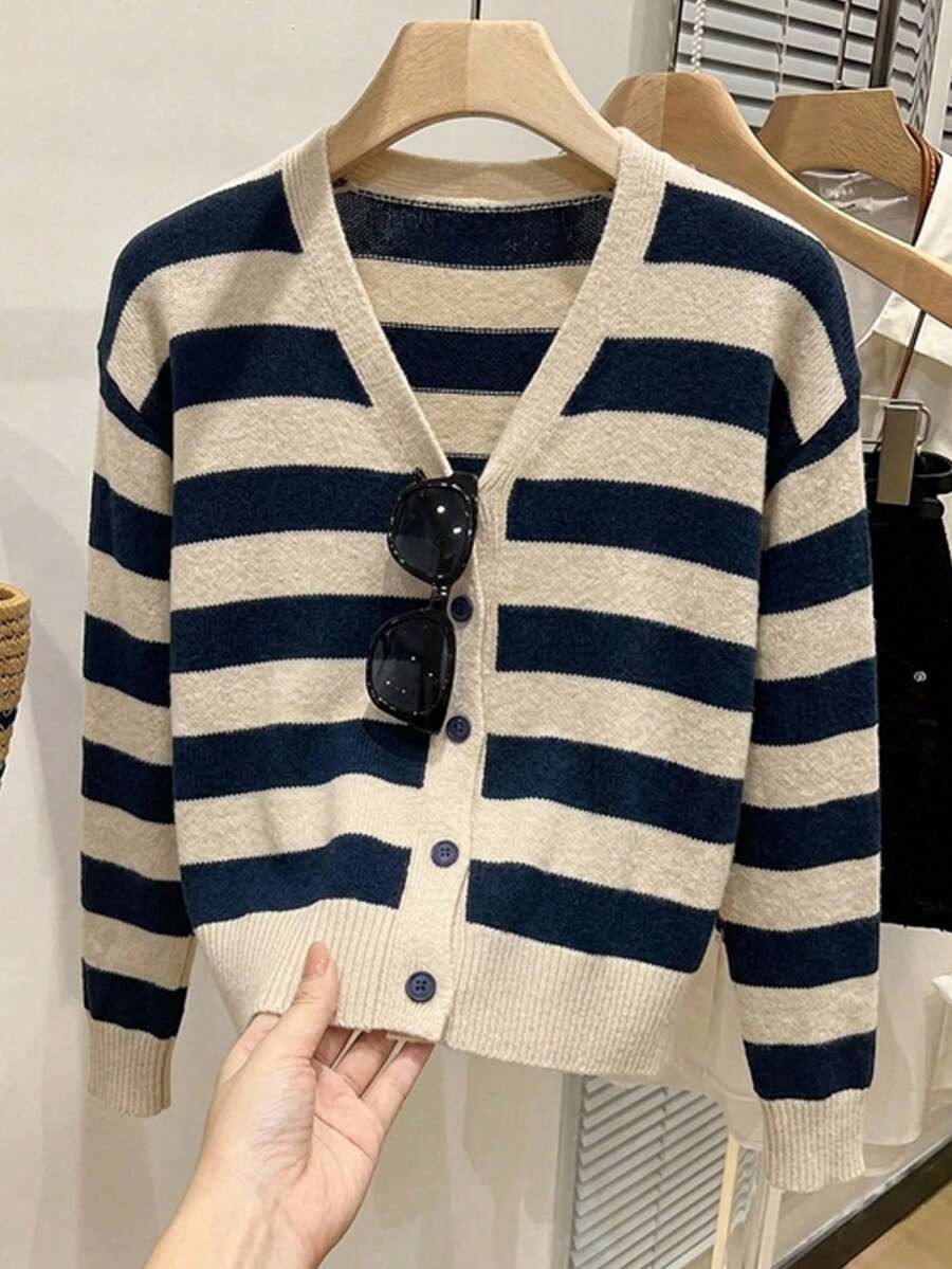 Muvela 女款休閒薄款開襟衫,條紋開襟衫,女款秋冬服飾 - 彩色 - 查看 1