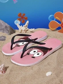 SpongeBob SquarePants | SHEIN Sandal Jepit Kartun Warna Pink, Bahan EVA Ringan, Pelindung Jari Kaki, Bernapas dan Cepat Kering, Lembut dan Nyaman, Cocok untuk Penggunaan di Dalam Ruangan, Mandi atau Pantai, Pakaian Musim Panas, Pakaian Musim Semi, Pantai, Liburan - Berwarna merah muda - View 8