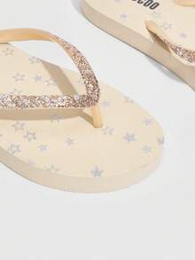Grefit Sandalias planas para interiores/exteriores/playa con estampado de estrella para verano, Navidad, otoño, Año Nuevo y vacaciones - Albaricoque - Ver 5