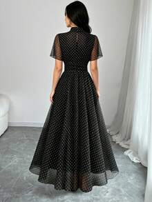 Modelyn Vestido de Tule com Estampa de Poá Feminino - Multicolorido - Visão 2