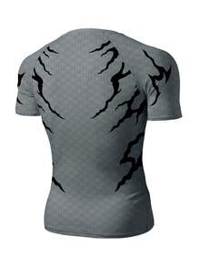 GymBeat T-shirt de sport à manches raglan élastiques avec imprimé graphique décontracté pour hommes, été - Multicolore - Voir 2
