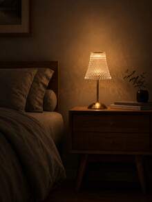 Table Lamp With Diamond Cut Crystal Glass Shade, Dimmable Warm LED Bedside Lamp, Minimalist Gold Metal Decorative Desk Lamp For Bedroom Living Room Home Decor - one-size - View 4
