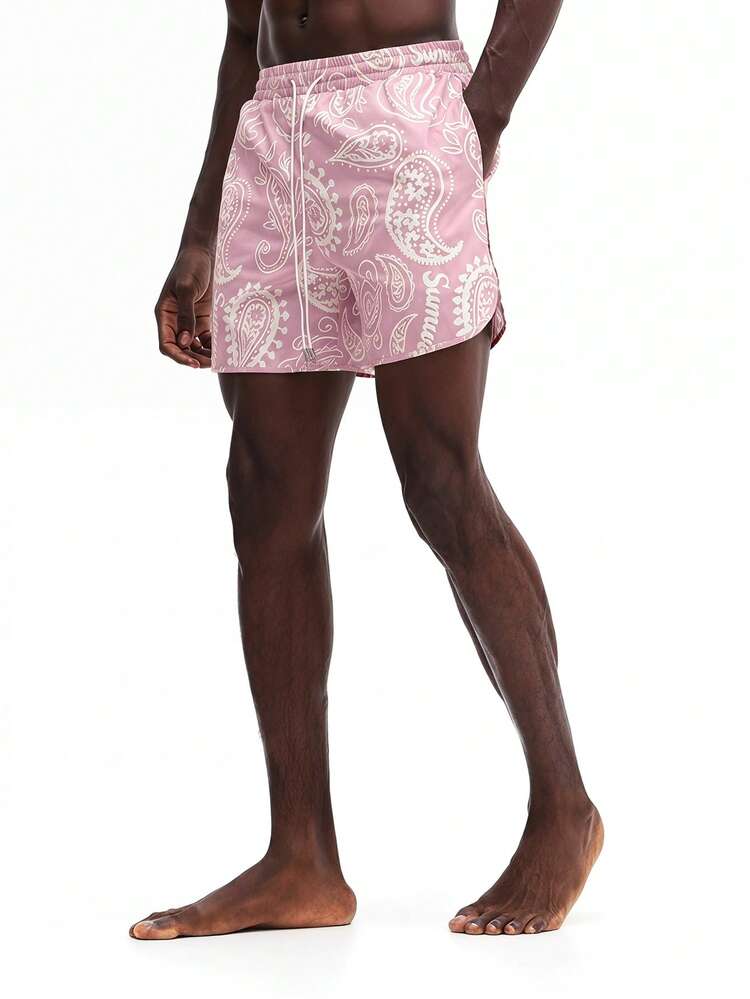 SUMWON Paisley Print Shorts With Curved Hem