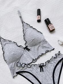 Napfluff Women's Casual Versatile Comfortable Skin-Friendly Adjustable Strap Bra Set 2pcs - Grey - View 5