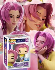 Funko 1pc POP Animation KPOP Demon Hunters Romance Vinyl Figure No.2436, Pink Hair Character Collectible Model In Window Box, Desk Shelf Room Display Decor, Colorful Cartoon Ornament - Multicolor - View 3
