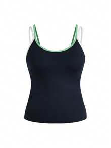 Cheerettes Camisola deportiva de bloques de color para mujer talla grande - Azul Marino - Ver 3