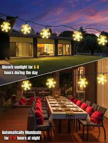 1 Set Solar Snowflake String Lights, 8 Lighting Modes, Waterproof Outdoor Fairy Lights, 20/50/100 LED Beads, Suitable For Outdoor Garden, Patio, Camping, Party, Wedding, Christmas Tree, Christmas Decor (Warm White/White/Color) - White - View 6