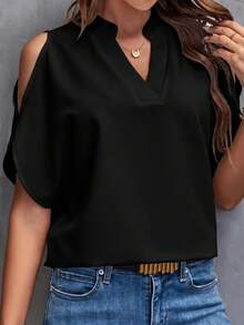 SHEIN Clasi 女款基本款優雅通勤百搭襯衫黑白2件組 - 黑與白 - 查看 5