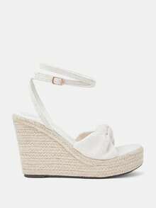 Glitzique Women's Wedge Platform Espadrille Sandals With Back Zipper, Open Toe, Bowknot, High Heeled Roman Sandals, Suitable For Spring, Vacation Outfits, Boho Style,Summer Outfits,Travel Essential - Rice - View 4