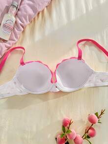 Eraneu Sujetador con aros de moda y lindo con contraste de corazón rosa & blanco 1 pieza - Blanco - Ver 8