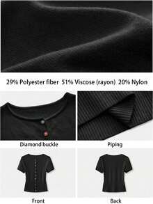 Atasan Rajut Bertekstur Lengan Pendek dengan Potongan dan Lubang di Bagian Atas (Maija Beach Cutout Hollow Out) - Hitam - View 9