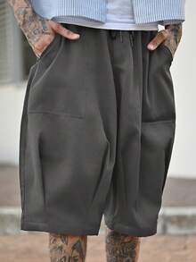 Devon Thys Pantalones cortos negros para hombre Manfinity LEGND, pantalones cortos cargo vintage, pantalones cortos casuales de corte holgado para el verano - Gris Oscuro - Ver 1