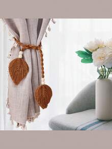 1pc/Set Of Bohemian-Style Curtain Straps, Hand-Woven Colorful Leaf Curtain Decorative Buckles, Curtain Binding Ropes, Home Soft Decoration Hanging Ornaments, Wedding Decor - 1PC - View 2
