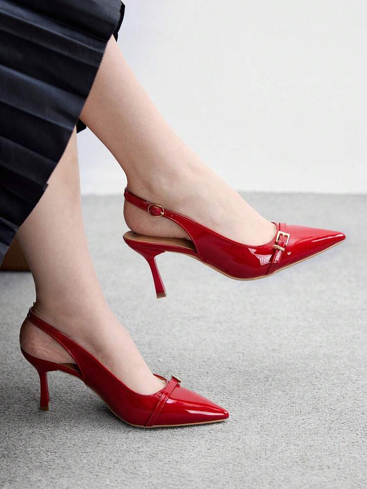 CUCCOO BIZCHIC Women's Pointed Toe High Heel Pumps, Sexy Stiletto Heels, Versatile For Commuting, Party, Banquet, Office Wear, Red Color For Christmas Spring Shoes