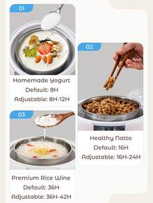 Automatic Yogurt Maker Machine, Digital Control Yogurt Fermenter For Yogurt, Rice Wine, Natto, Household Kitchen Fermentation Appliance, EU Plug - View 3