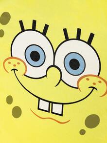 SpongeBob SquarePants | SHEIN 聚酯纖維可折疊收納籃 - 彈跳式便攜收納籃，家用多功能收納盒，適用於衣物、玩具、雜物分類，輕巧耐用且易於清潔，適用於臥室、客廳、浴室、宿舍、旅行使用，附手柄可懸掛收納，卡通圖案設計時尚 - 黃色 - 查看 6