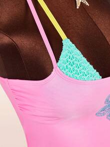 Amplova Women's Swimsuit Set With Camisole Cover-Up, Sexy Avant-Garde Vacation Set With Contrast Color Details, Cute Mini - Multicolor - View 17