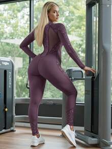Innovista Innovista 女款網格拼接休閒日常旅行運動單車連身長褲 - 紫色 - 查看 6
