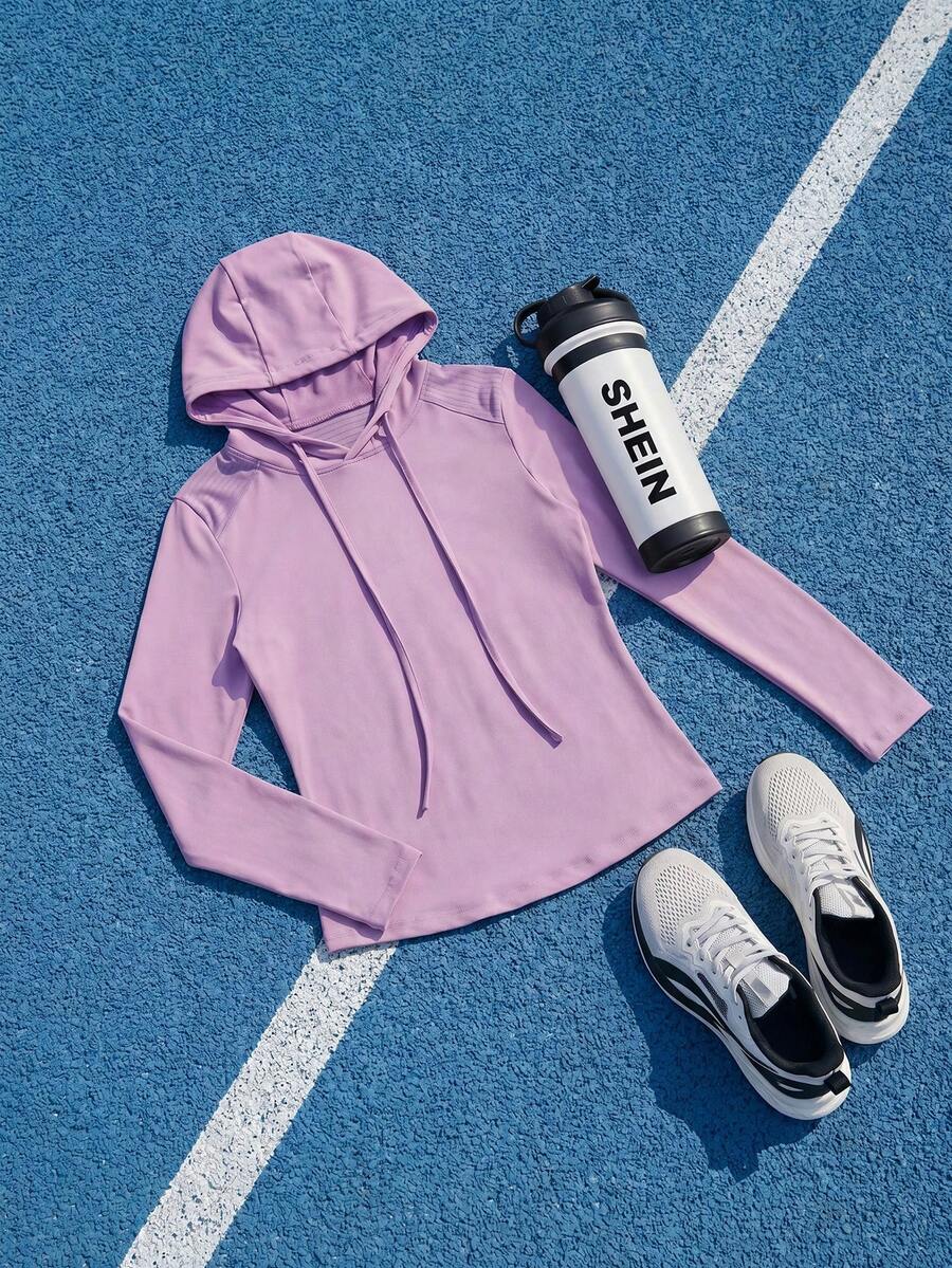 SHEIN Cheerettes Sudadera con capucha con cordón y manga larga para mujer