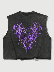 ROMWE MEN Street Life Men's Round Neck Hip Hop Street Style Tank Top - Black - View 3