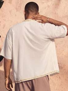 Ocevento Chemise décontractée de vacances pour hommes avec imprimé géométrique - Multicolore - Voir 2