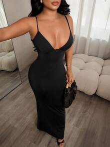 SHEIN SXY Nuevo vestido sexy negro con espalda descubierta y diseño de mariposa para mujer - Negro - Ver 3