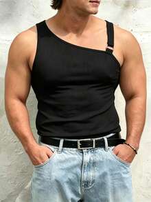 Manfinity Dauomo Summer Casual Vacation Men's Sleeveless Tank Top - Black - View 3