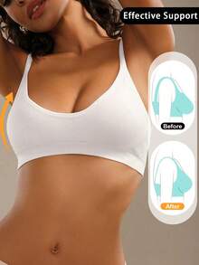 SHEIN Solid Seamless Bralet - White - View 5